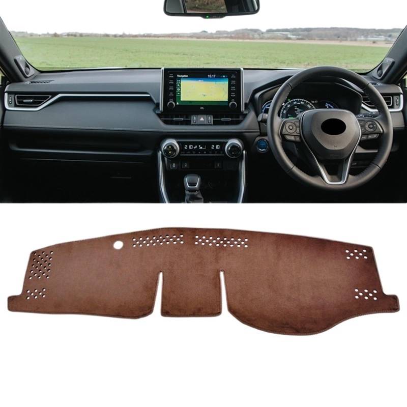 Matte Teppich Armaturenbrett Für Toyota Für RAV4 XA50 2019 2020 2021 2022 2023 2024 Für RAV 4 Hybrid Auto Dashboard Abdeckung Vermeiden Licht Pad Anti-uv(B Brown RHD) von NOVEMS