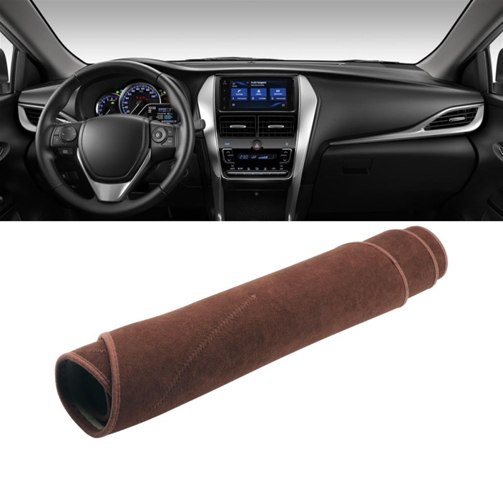 Matte Teppich Armaturenbrett Für Toyota Für Vios Gen-4 2019 2020 2021 2022 2023 Auto-Armaturenbrett-Lichtmatte Vermeiden Instrumenten-Schreibtisch-Abdeckungsmatte rutschfeste(B Brown LHD) von NOVEMS