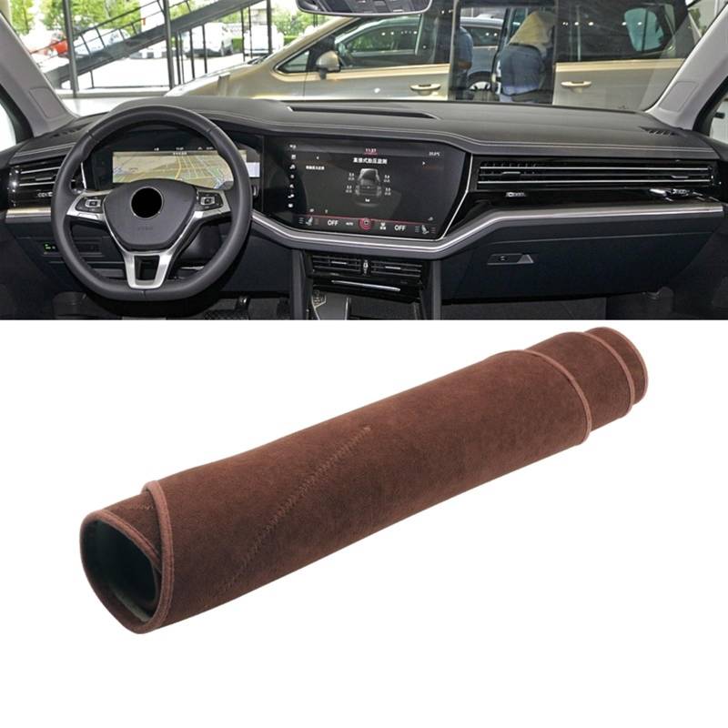 Matte Teppich Armaturenbrett Für VW Für Touareg MK3 2019 2020 2021 2022 2023 2024 Auto Dashboard Vermeiden Licht Pad Instrument Schreibtisch Abdeckung Matte(B Brown LHD) von NOVEMS