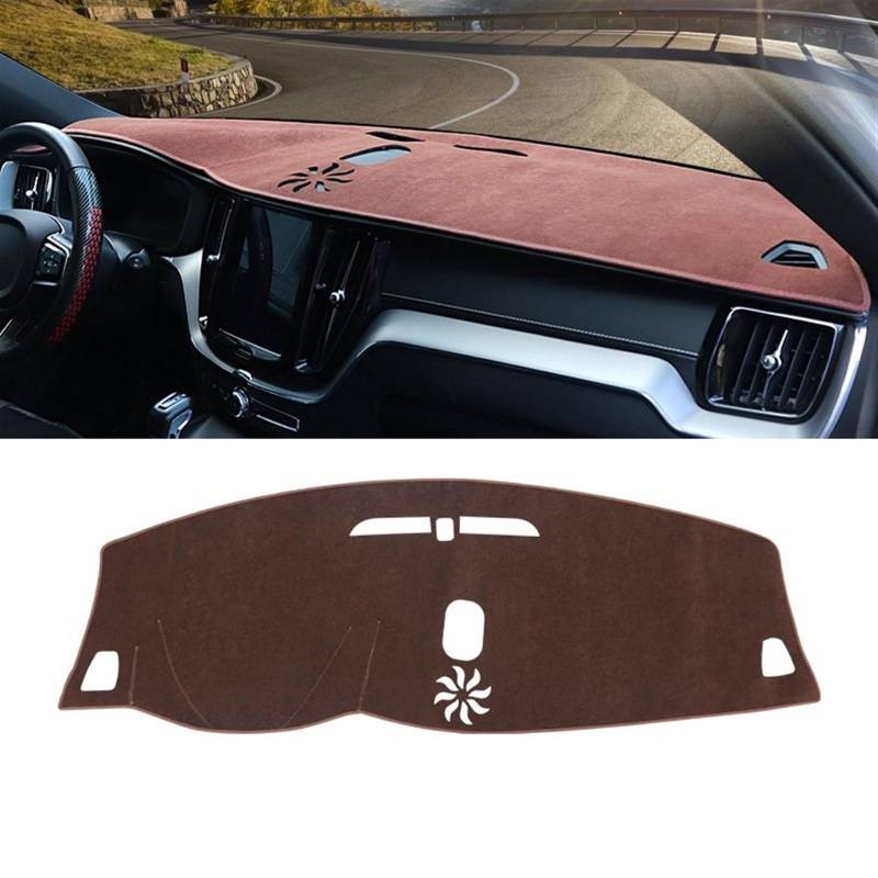 Matte Teppich Armaturenbrett Für Volvo XC60 2018 2019 2020 2021 2022 2023 Armaturenbrett-Sonnenschutzteppich Anti-UV-Rutsch-Pad Auto-Armaturenbrett-Abdeckungsmatte(Brown) von NOVEMS