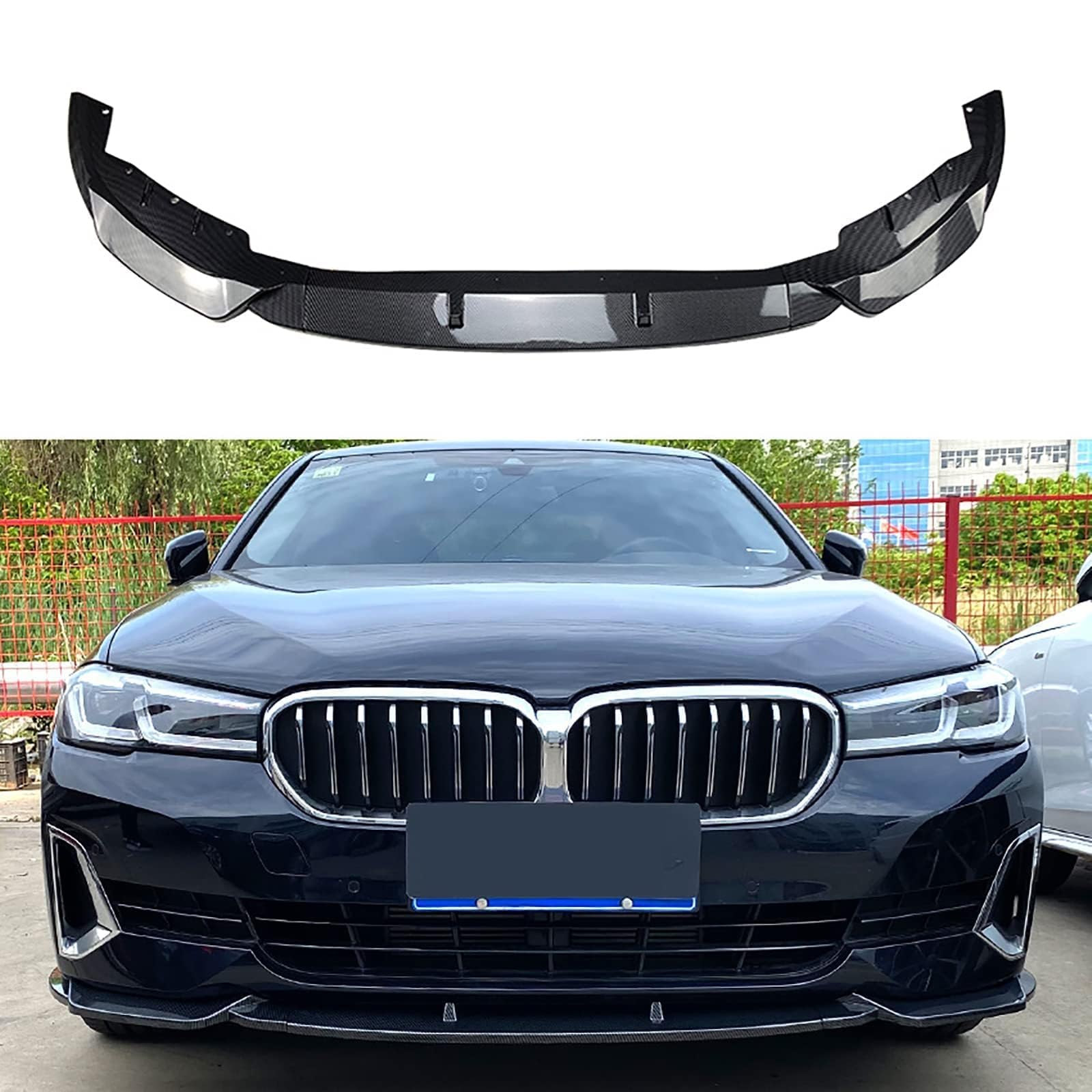 Auto Frontspoiler Stoßstange Lippe für BMW 5 Series G30 G31 520i 525i 530i Facelift 2021+,Dauerhaft AntiKollision Frontstoßstange Diffusor Seitensplitter Protector von NOVSKI