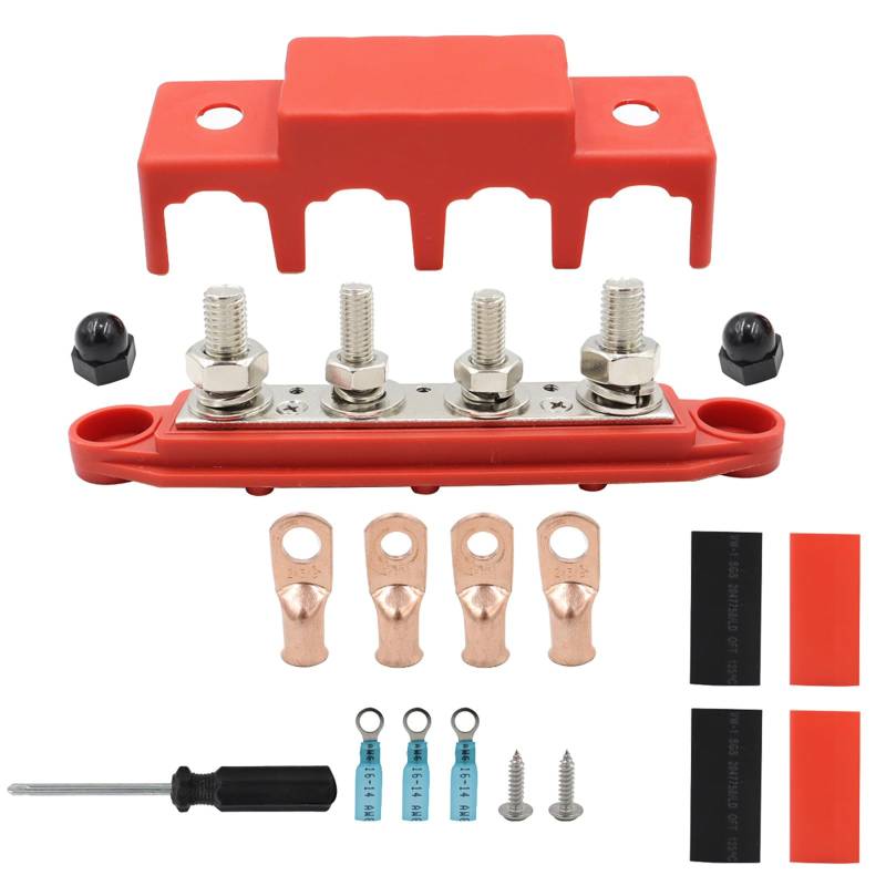 NPXUAMTJ 250A 12V Sammelschiene Batterie Stromverteilerblock Mit Abdeckung 48VDC Sammelschiene 2X 3/8'' 2X 5/16'' Anschlussbolzen Für Marine von NPXUAMTJ