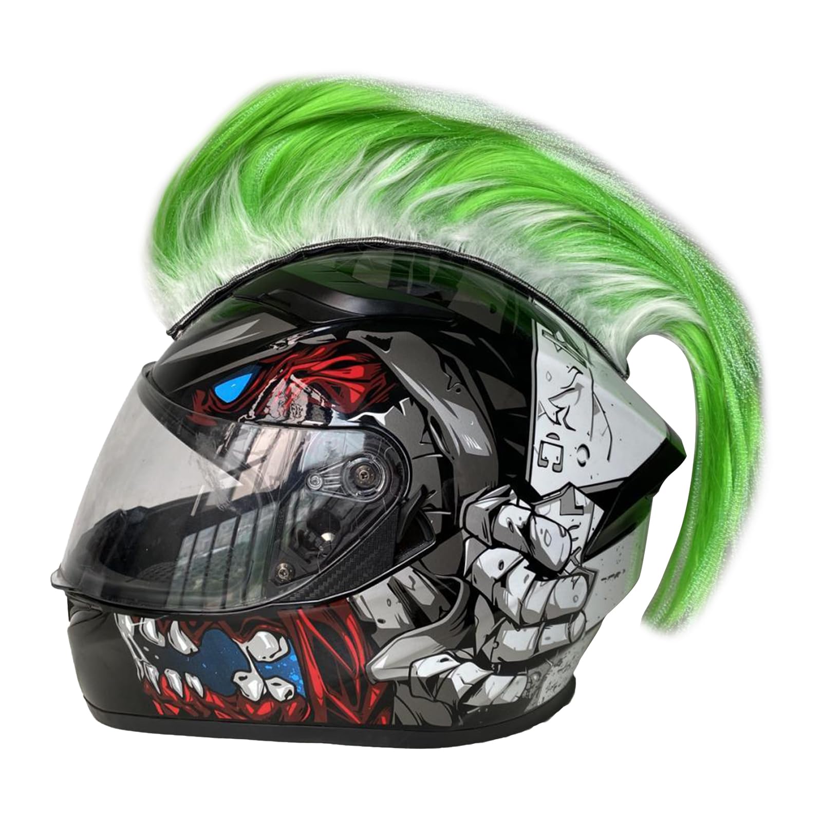 NPXUAMTJ Punk Styles Cocks Perücken Mit Realistischem Look Und Haarteil Mit Mehreren Farboptionen Für Motorradhelme Einzigartige Dekoration von NPXUAMTJ