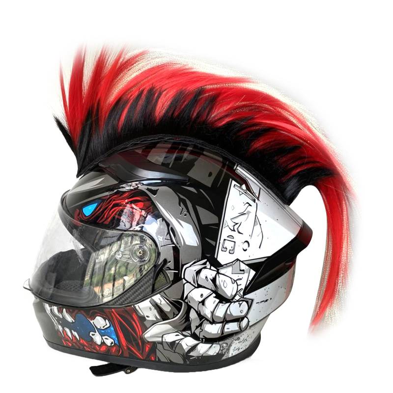 NPXUAMTJ Punk Styles Cocks Perücken Mit Realistischem Look Und Haarteil Mit Mehreren Farboptionen Für Motorradhelme Einzigartige Dekoration von NPXUAMTJ