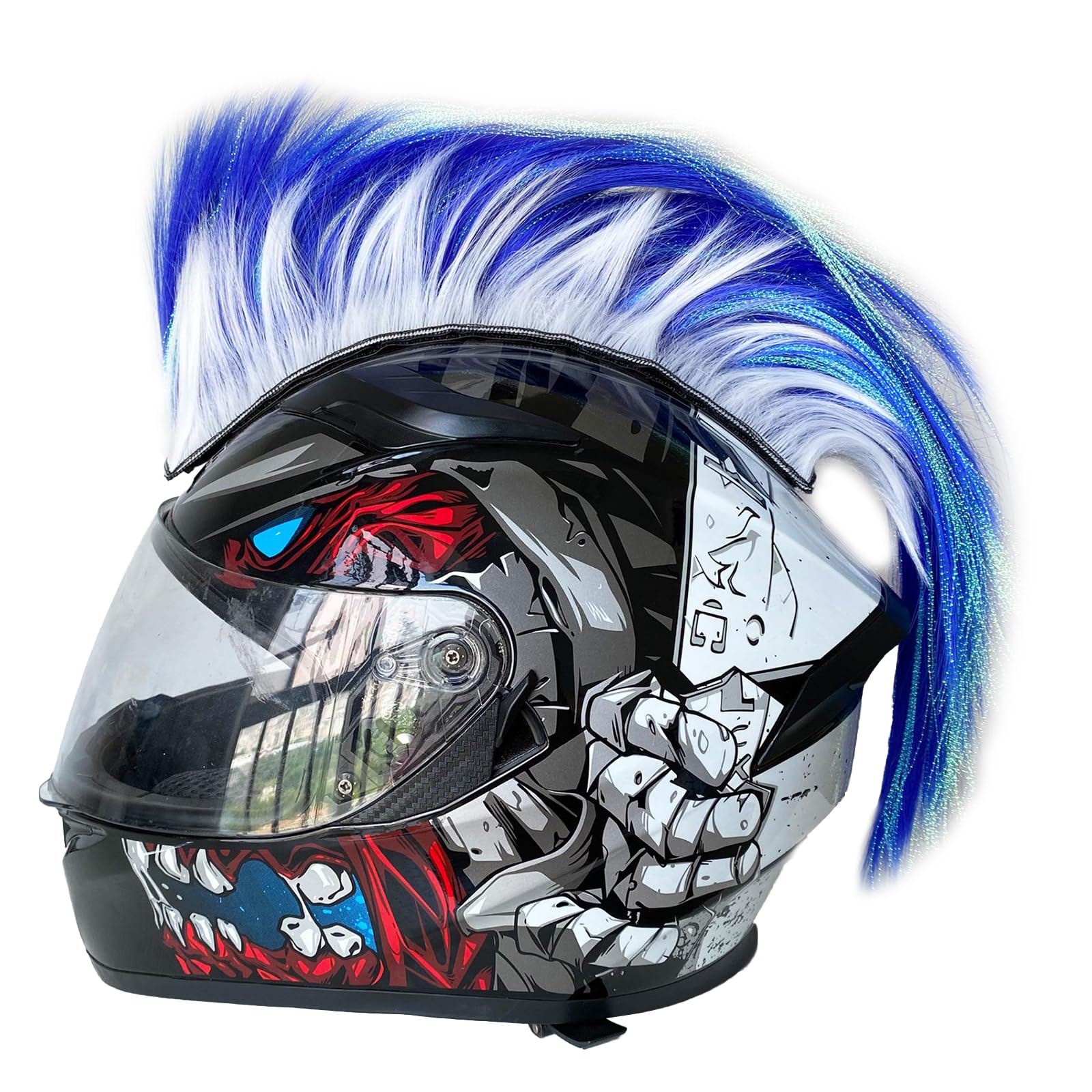 NPXUAMTJ Punk Styles Cocks Perücken Mit Realistischem Look Und Haarteil Mit Mehreren Farboptionen Für Motorradhelme Einzigartige Dekoration von NPXUAMTJ