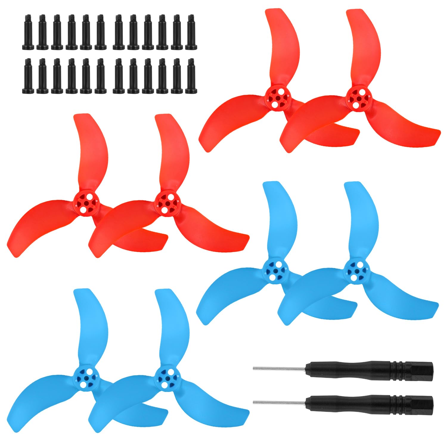 8stk Propellerblätter, Geräuscharme Propellerflügel 3-Blatt-Drohnenrotoren mit Schraubendreher und Schraube Drohnenzubehör für DJI Avata 2 Drohnenblatt (Blau, Rot) von NQEUEPN