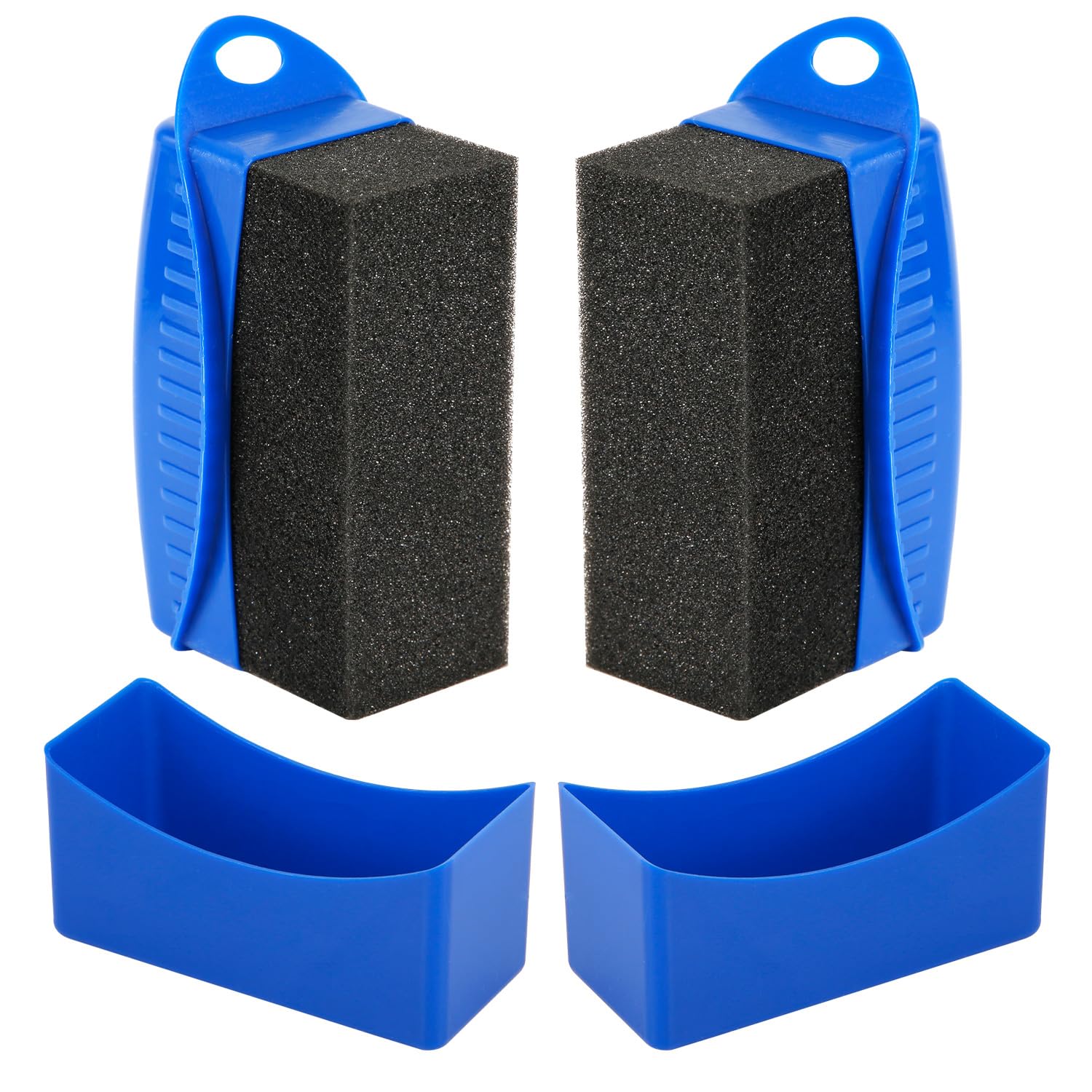 NQEUEPN 2 St Reifenglanz Applikator, Wiederverwendbar Tire Dressing Applicator Pad mit Ergonomischer Rechteckiger Box Auto-Detailing-Radreiniger Autoreifenbürste für Autoreinigungsmittel (Blau) von NQEUEPN