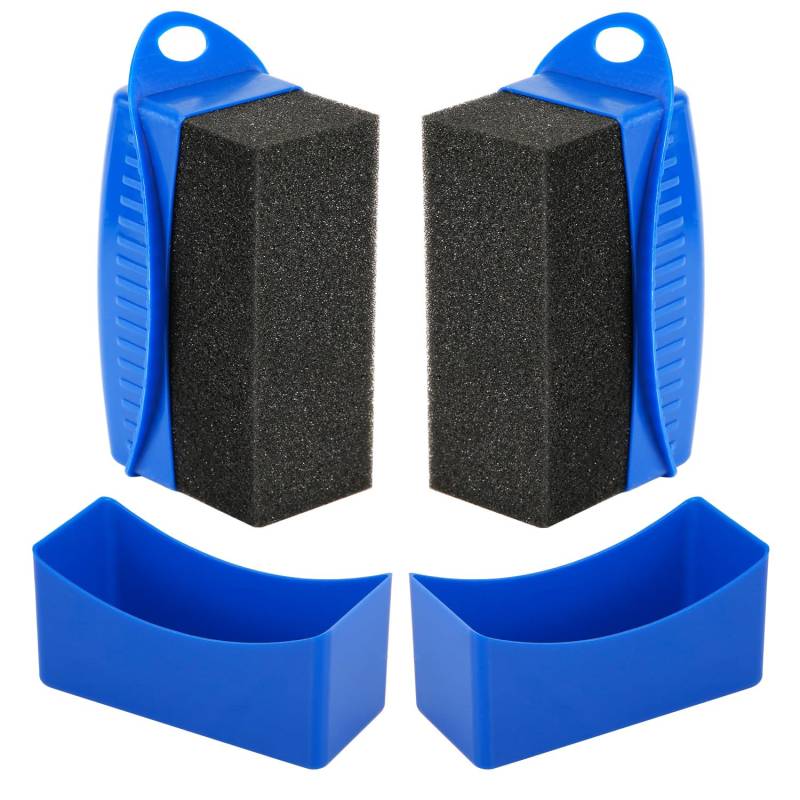 NQEUEPN 2 St Reifenglanz Applikator, Wiederverwendbar Tire Dressing Applicator Pad mit Ergonomischer Rechteckiger Box Auto-Detailing-Radreiniger Autoreifenbürste für Autoreinigungsmittel (Blau) von NQEUEPN