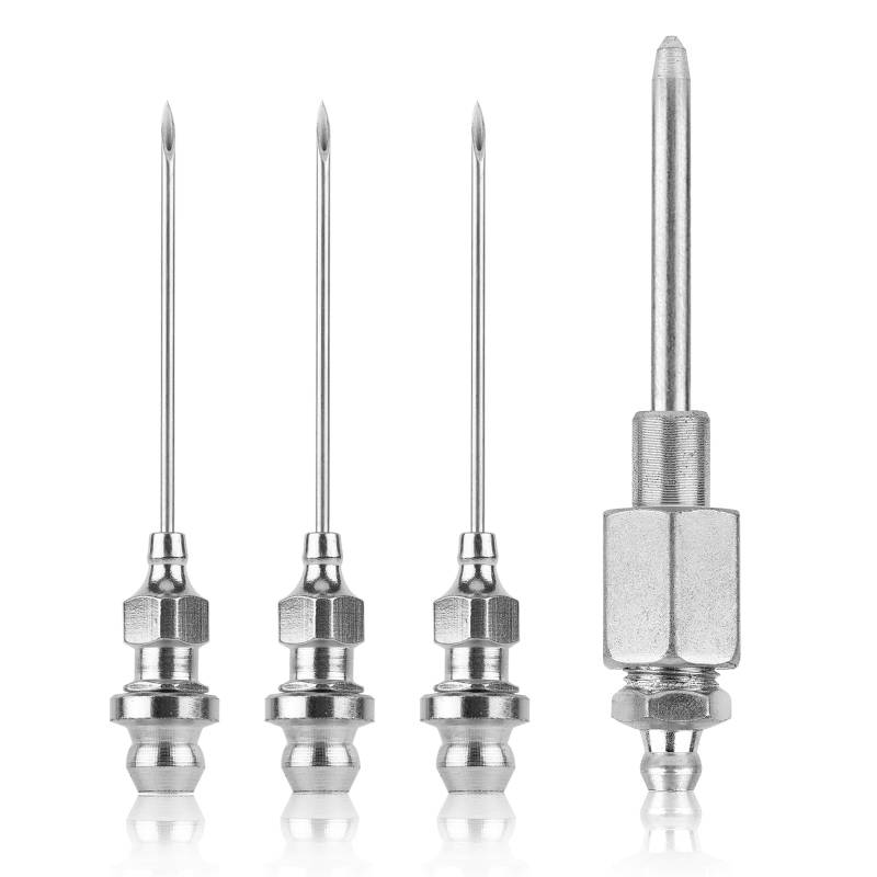 NQEUEPN 4-teiliges Fettnadel Düsen Set, Fett Montagewerkzeug Stahl Fettnadelspender mit Fett Einspritznadel Set Fettzubehör für Kleine und Enge Räume, Empfindliche Maschinen von NQEUEPN