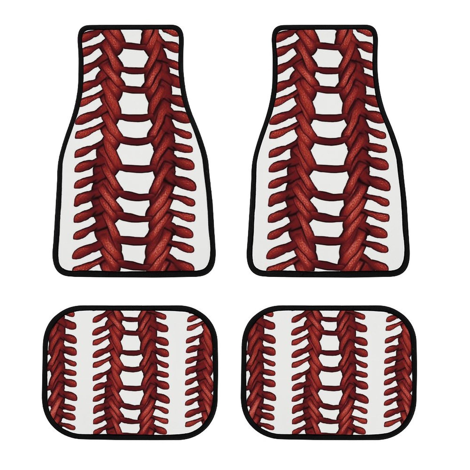 Auto Fußmatten Set von 4 Stück Universal Auto Vorne Hinten Fußmatten Full Sets Automatten Baseball Softball Schnürsenkel Rutschfeste Auto Fußpolster Allwetter Auto Boden Teppich von NQHJT