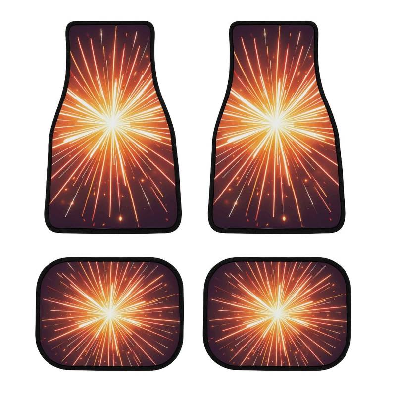 Auto Fußmatten Set von 4 Stück Universal Auto Vorne Hinten Fußmatten Full Sets Automatten Explosion Feuerwerk 3D Rutschfest Auto Fußpolster Allwetter Auto Boden Teppich von NQHJT