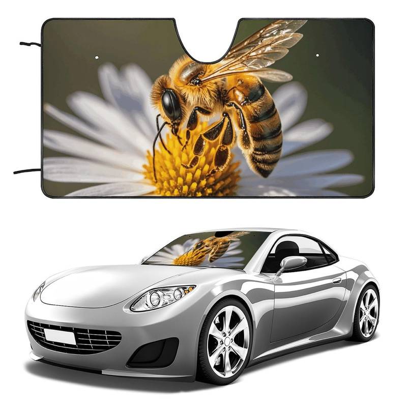 Honey Bee Windschutzscheiben-Sonnenschutz, faltbar, Sonnenlicht-Reflektor, Auto-Frontscheibe, Sonnenschutz, Sonnenschutz, hält das Fahrzeug kühl (129,5 x 71,1 cm) von NQHJT