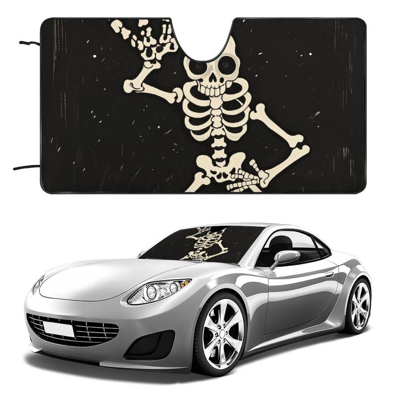 The Skull Waved Windschutzscheibe Sonnenschutz Auto Faltbarer Sonnenlicht-Reflektor Auto Frontscheibe Sonnenschutz Visier Schatten hält Fahrzeug kühl (129,5 x 71,1 cm) von NQHJT