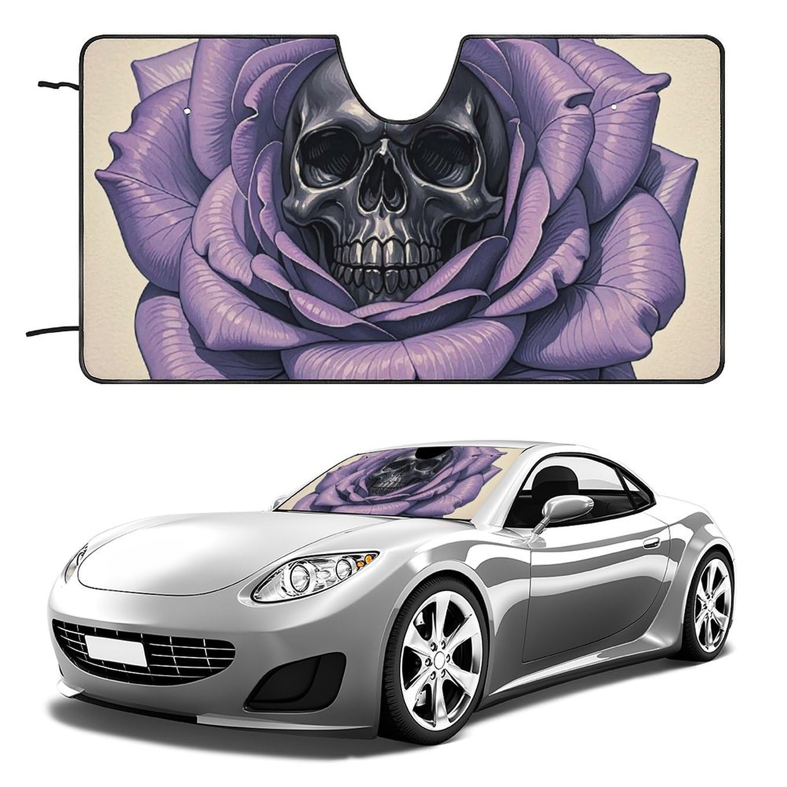 Weird Purple Roses Windschutzscheiben-Sonnenschutz, Auto, faltbar, Sonnenlicht-Reflektor, Auto-Frontscheibe, Sonnenschutz, Sonnenschutz, Schatten, hält das Fahrzeug kühl (129,5 x 71,1 cm) von NQHJT