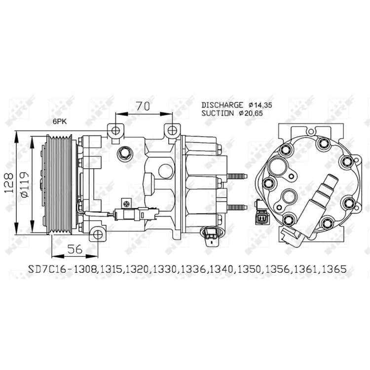 NRF Klimakompressor Citroen C4 Peugeot 307 308 von NRF