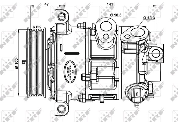 NRF Kompressor JEEP,DODGE 32882 55111423AD,5058228AI,R5058228AI Klimakompressor,Klimaanlage Kompressor,Kompressor, Klimaanlage 55111423AG,55111423AH von NRF