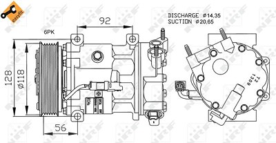 Nrf Kompressor Klimaanlage SD6C12 [Hersteller-Nr. 32240] für Peugeot, Citroën, Fiat, Ds, Lancia von NRF