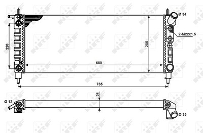 Nrf Kühler, Motorkühlung [Hersteller-Nr. 50242] für Opel von NRF