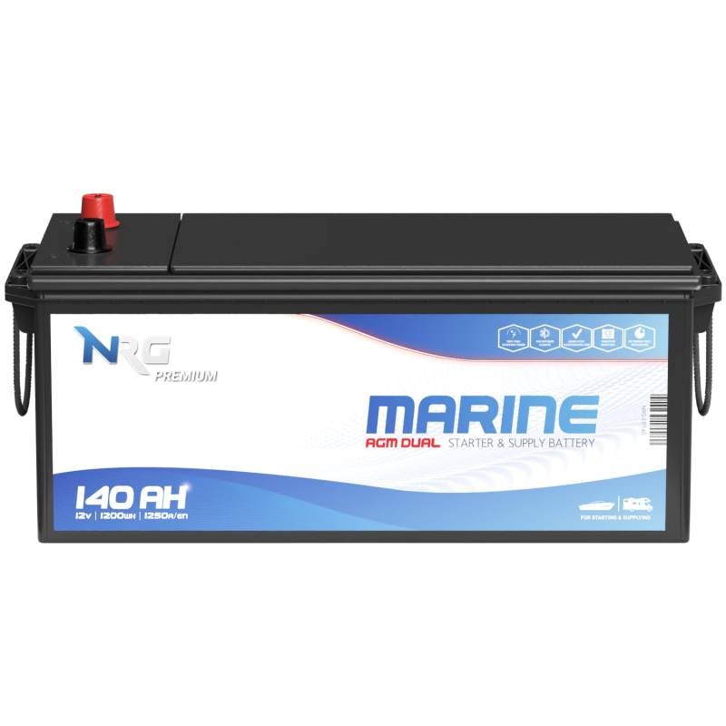 NRG AGM Batterie 140Ah 12V Dual Marine EP1200 Versorgung Starterbatterie Bootsbatterie Solarbatterie von NRG PREMIUM