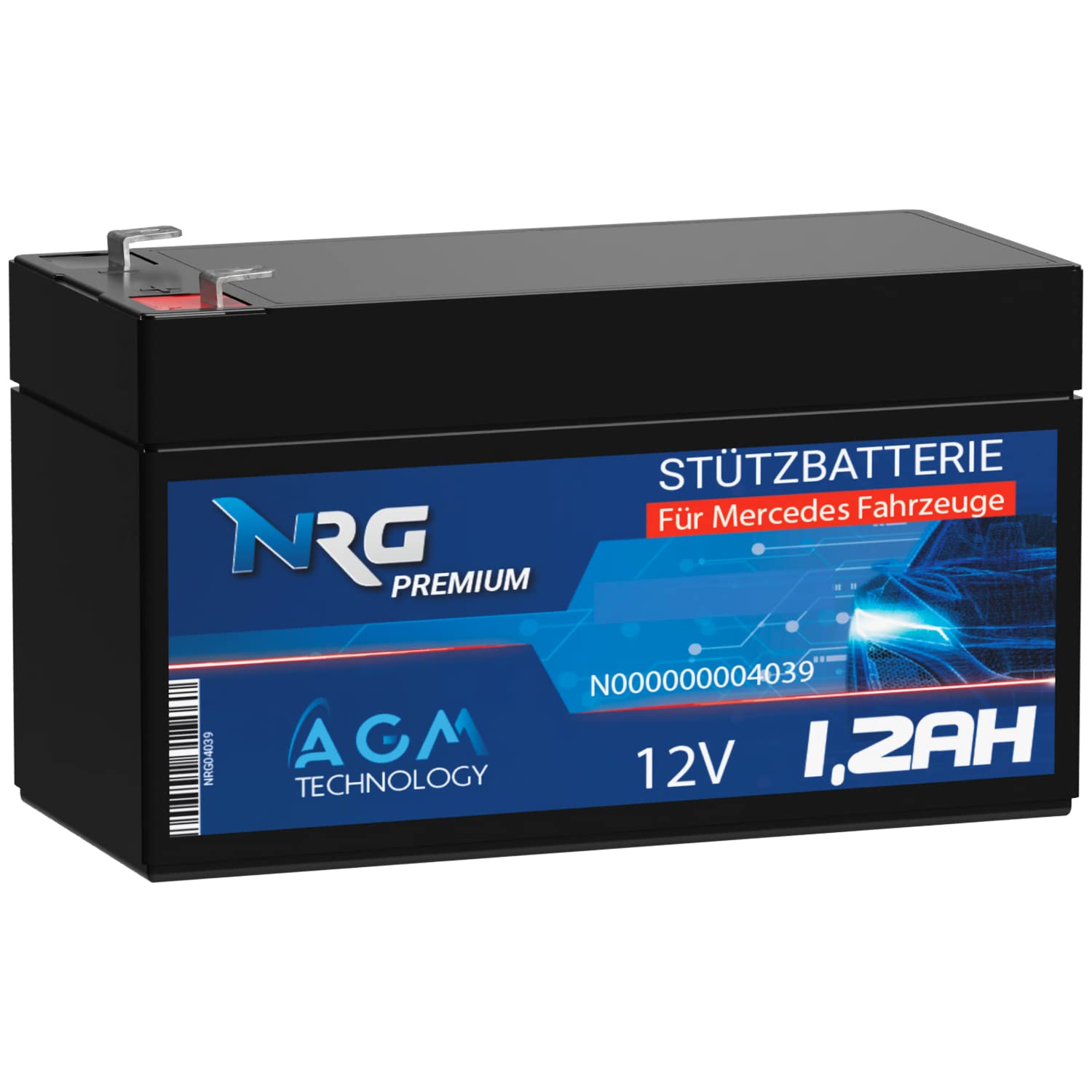 NRG PREMIUM Stützbatterie 12V 1,2Ah N000000004039 Backup Batterie AGM Akku Longlife Technologie Verschlossen Wartungsfrei von NRG PREMIUM