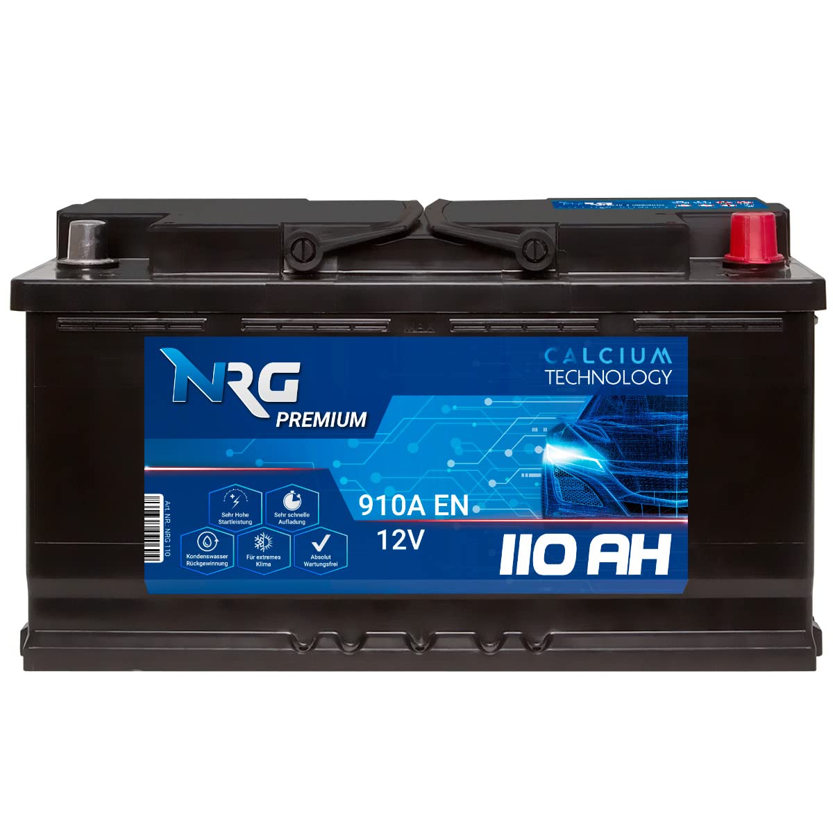 NRG Premium Autobatterie 12V 110AH 910A/EN Starterbatterie ersetzt 100AH 95AH Batterie absolut wartungsfrei von NRG PREMIUM