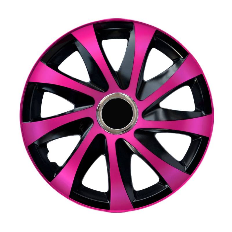 NRM Drift Extra 1 x Universal Radkappe 1x Stück aus hochwertigem Kunststoff (Rosa/Schwarz, 15") von NRM