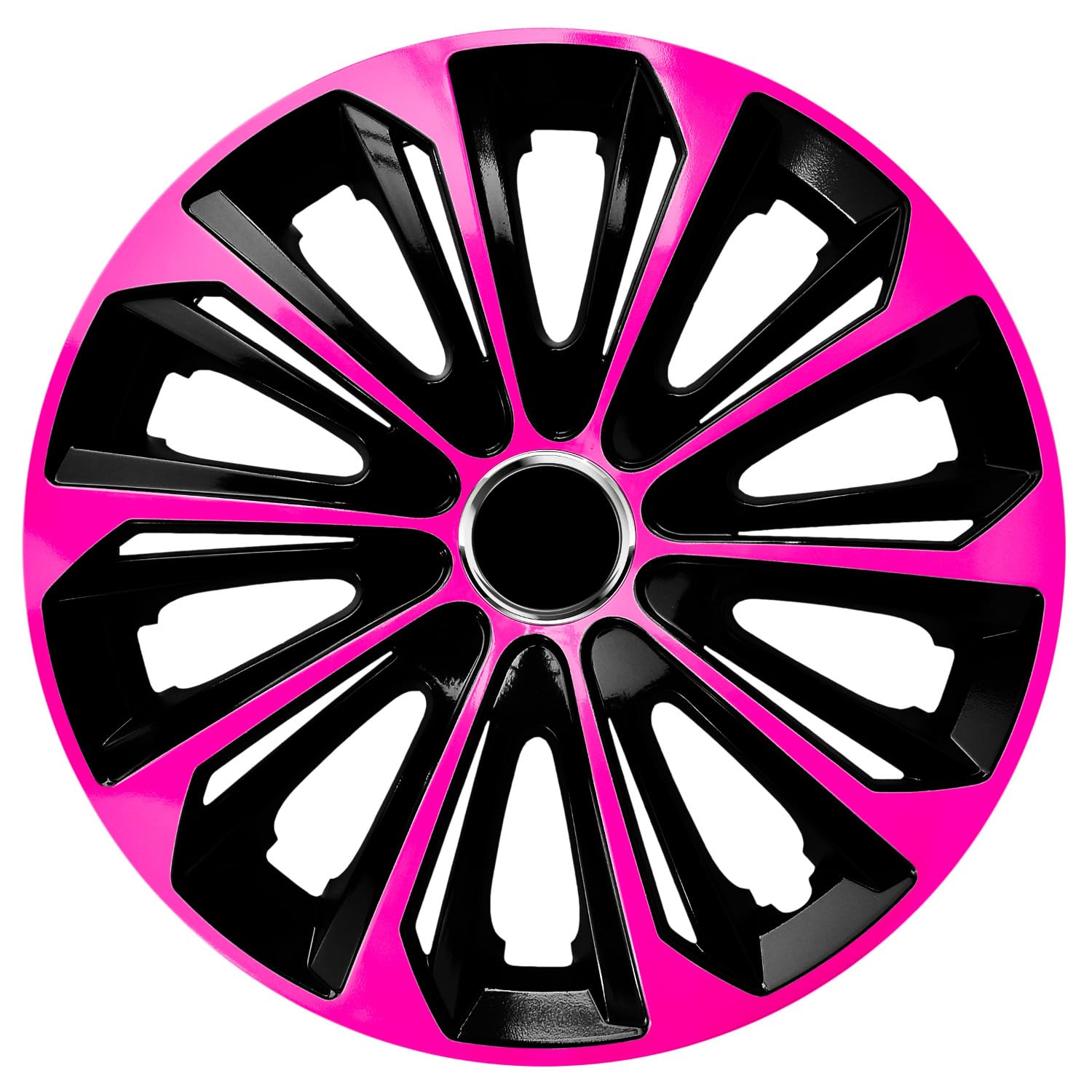 NRM Extra Strong Radzierblende 1 x Universal Radkappe 1x Stück aus hochwertigem Kunststoff (Pink/Schwarz, 15") von NRM