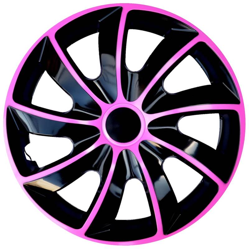 NRM Quad Bicolor Radzierblende 1 x Universal Radkappe 1x Stück aus hochwertigem Kunststoff (Schwarz/Pink, 15") von NRM