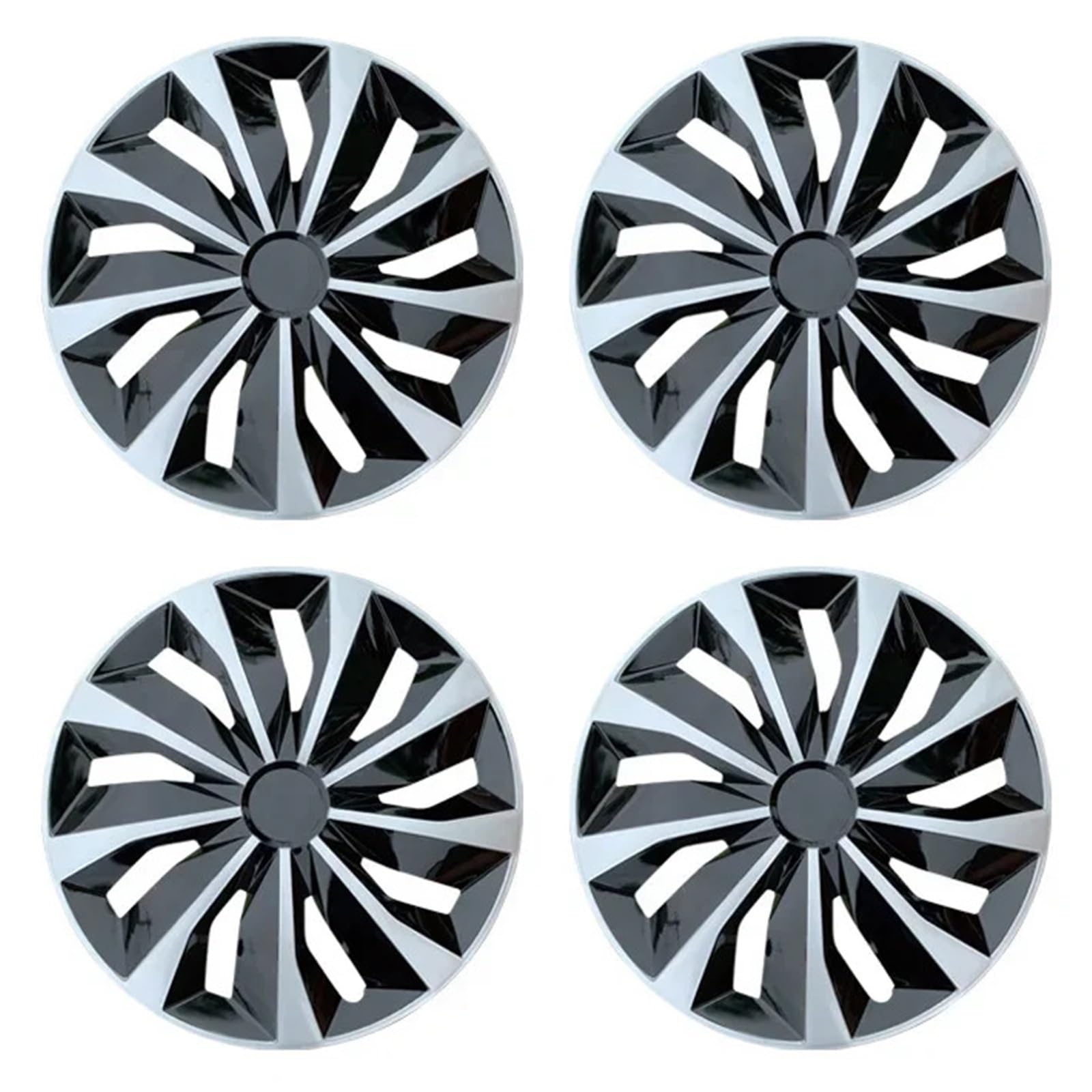 4 STK. Universal-Radkappen-Ersatz for R14, R15, R16 Zoll-Radkappen, Felgenabdeckung, PP-Reifenzubehör, for Aufstecken auf SUV/LKW(4Pcs R15 Black Silve) von NROVENMIL