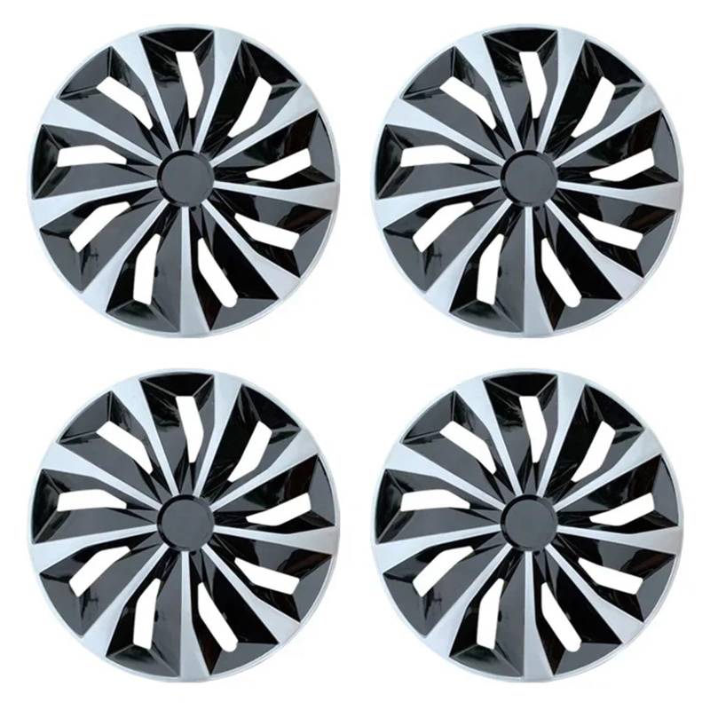 4 STK. Universal-Radkappen-Ersatz for R14, R15, R16 Zoll-Radkappen, Felgenabdeckung, PP-Reifenzubehör, for Aufstecken auf SUV/LKW(4Pcs R16 Black Silve) von NROVENMIL