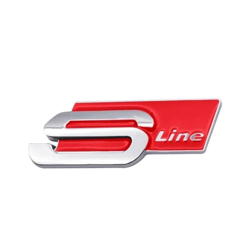 1 stücke Metall Auto Logo Aufkleber Abzeichen Dekoration Aufkleber Kompatibel Mit Sline TT Q2 Q3 Q5 Q7 Q8 A3 A4 A5 A6 A7 R8 B5 B6 B7 B8 C5 RS4 RS5 V8(Silver red) von NRUOS