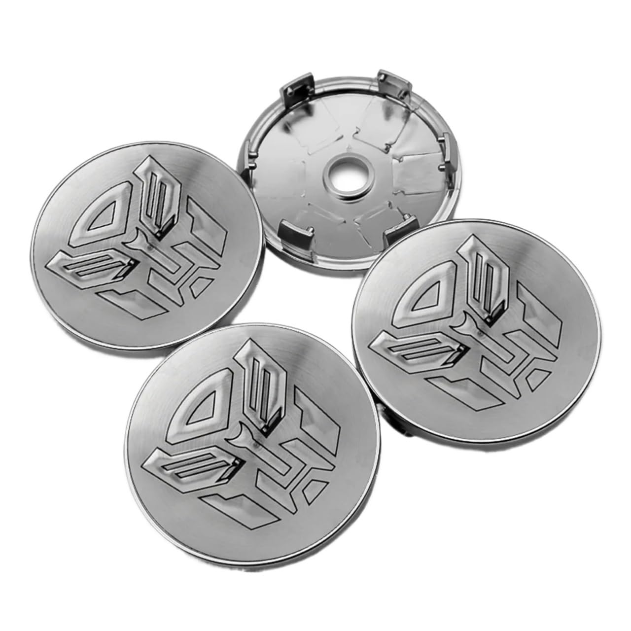 4 stücke 56mm + 60mm Logo Emblem Auto Radnabenkappen Felgenabdeckung Abzeichen Aufkleber Auto Dekoration Zubehör(60MM Silver) von NRUOS