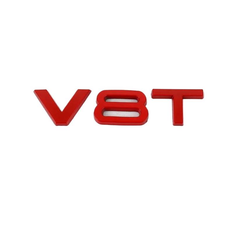 Autoaufkleber V6T V8T 3D-Logo Metall-Emblem Abzeichen Aufkleber Aufkleber Kompatibel mit RS Sline S3 S4 S5 S6 S7 S8 A4L A5 A6L A3 A4 A7 Q3 Q5 Q7(V8T Red) von NRUOS