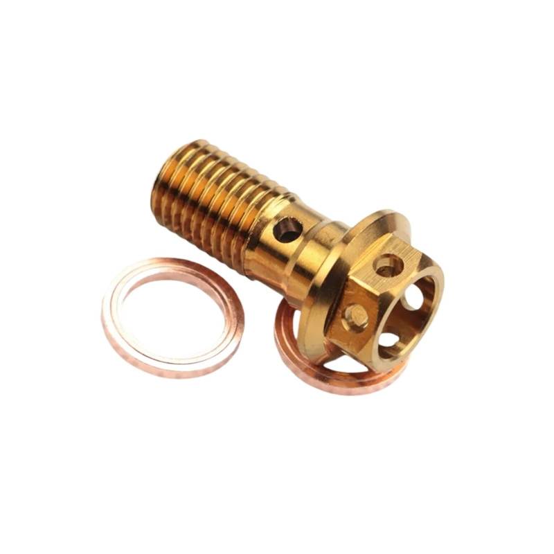 Motorrad-Bremsschlauchschraube M10 x 22 mm x 1,25 mm / 1,0 mm hohler äußerer Sechskant-Feinzahn-Bremssattel(M10X22X1.25MM gold) von NRUOS