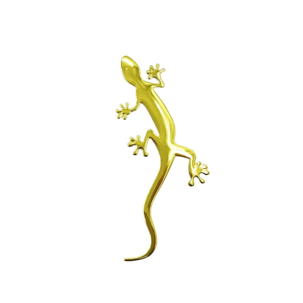 Super süße Eidechse Gecko 3D Autoaufkleber Weich-PVC verchromtes Abzeichen Emblem Auto Motorrad Dekoration Wandtattoo Kühlschrankaufkleber(Gold) von NRUOS