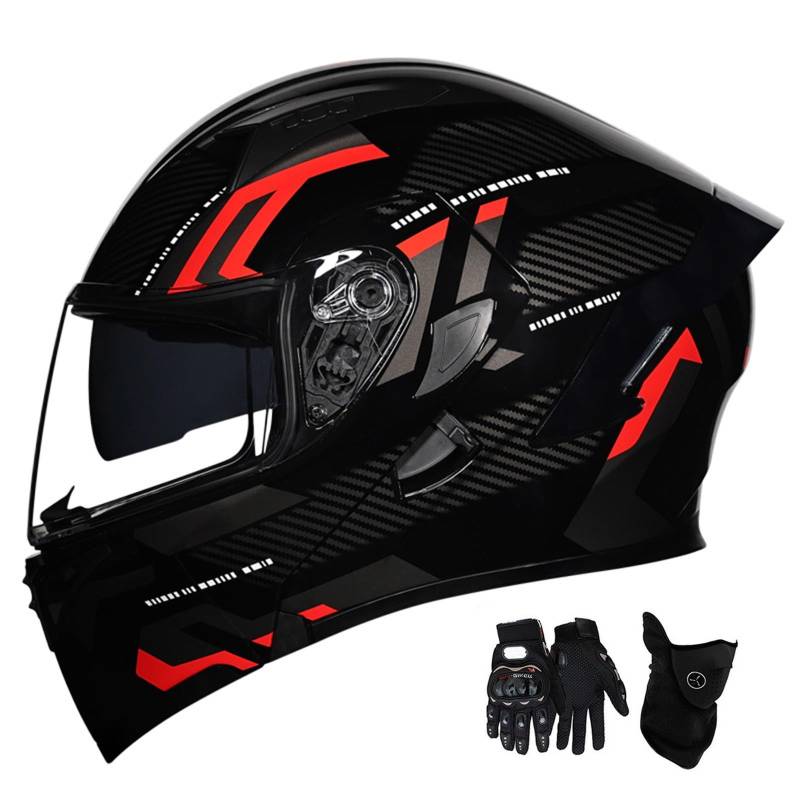 Integrierter Motorradhelm Motorrad Klapphelm Mit Doppelvisier Rollerhelm ECE-Zertifizierung Integralhelm Sturzhelm Für Männer Und Frauen Erwachsene ( Color : I , Size : M=57-58cm ) von NSASL