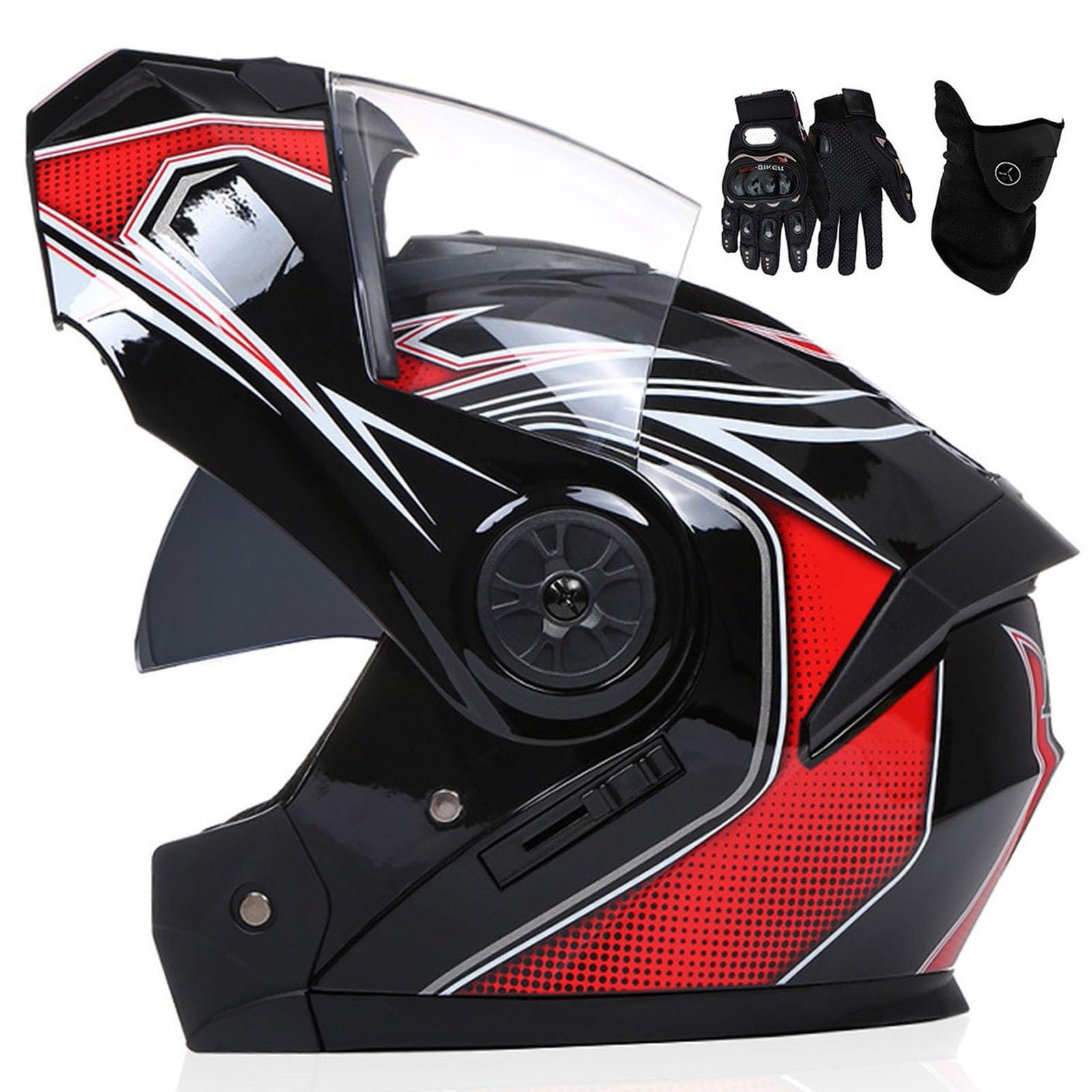 Motorrad Klapphelm,Modularer Motorradhelm Mit Doppelter Sonnenblende,ECE-zugelassener Leichter Integral-Motorradhelm for Erwachsene Männer Und Frauen ( Color : C , Size : M=57-58cm ) von NSASL