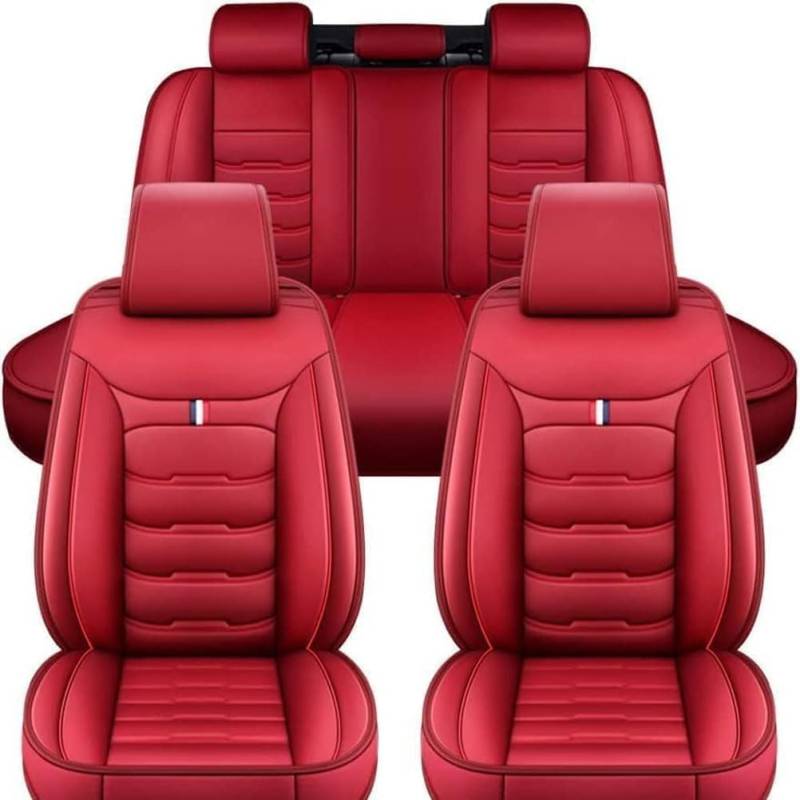 NSEMGG Auto Leder Sitzbezügesets für-Aston Martin V8 V12 Vanquish Vantage GT, Allwetter Rrutschfest Wasserdicht Atmungsaktiv Schonbezug Innenraum Autozubehör,Red-Style von NSEMGG