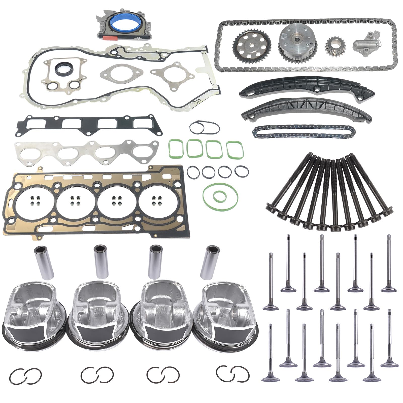 NSGMXT Kolben Reparatursatz Kompatibel mit A1 A3 E0s G0lf VI Je-tt a IV Ti-guan 1.4 FSI TSI 03C109469J 03C109571B von NSGMXT