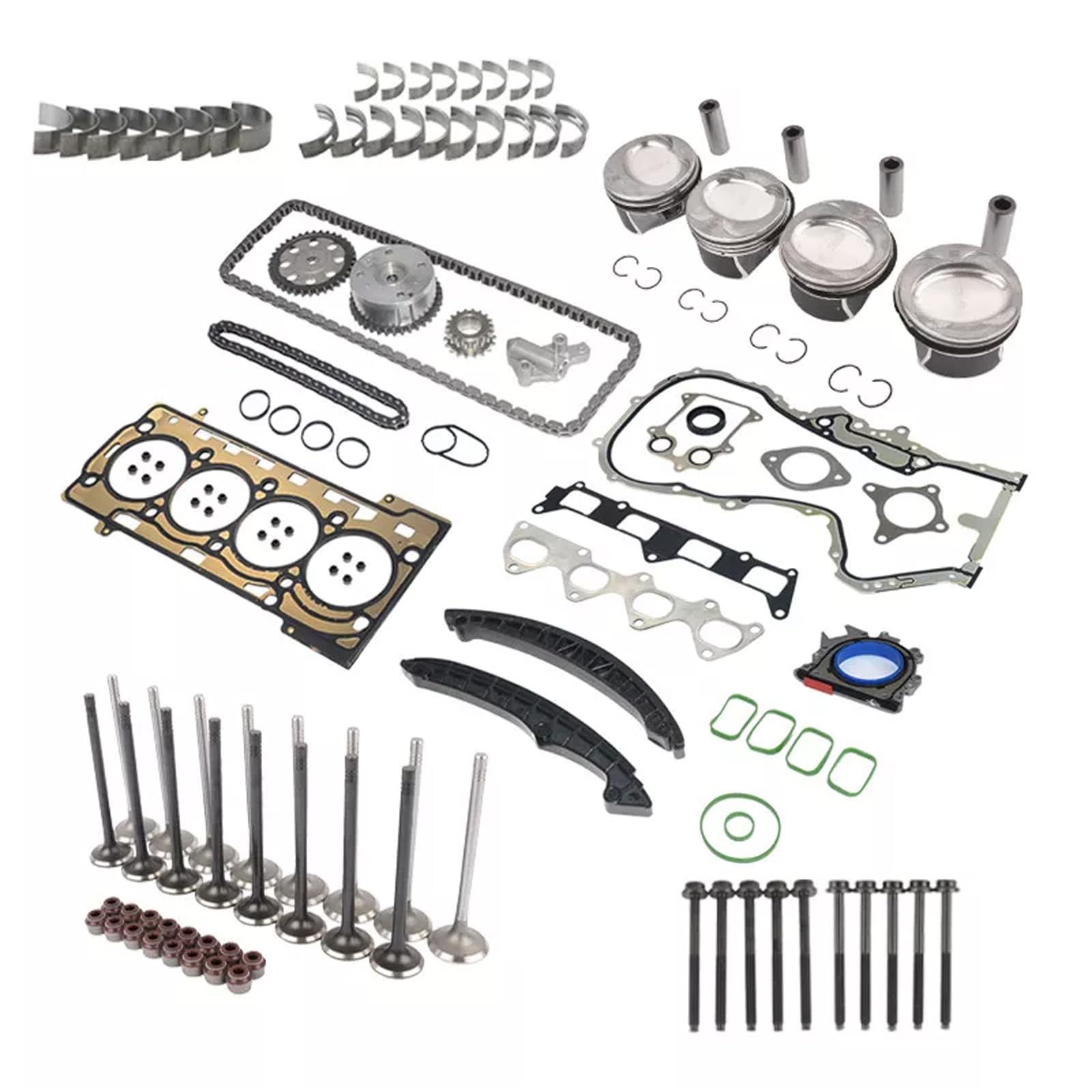 NSGMXT Kolben & Steuerkettensatz Kompatibel mit G0lf V VI E0s 1.4 R4 16V TSI CAV CAX CTH 03C109571F 03C109509L von NSGMXT