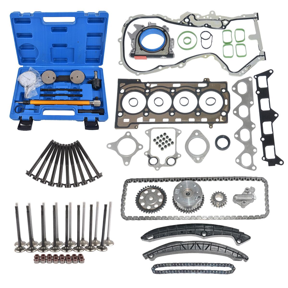 NSGMXT Steuerkettensatz Einstellwerkzeu Zylinderkopfdichtung Kompatibel mit A1 A3 G0lf P0l0 1.4 TSI CAV CAX 038103085E 03C109571B von NSGMXT