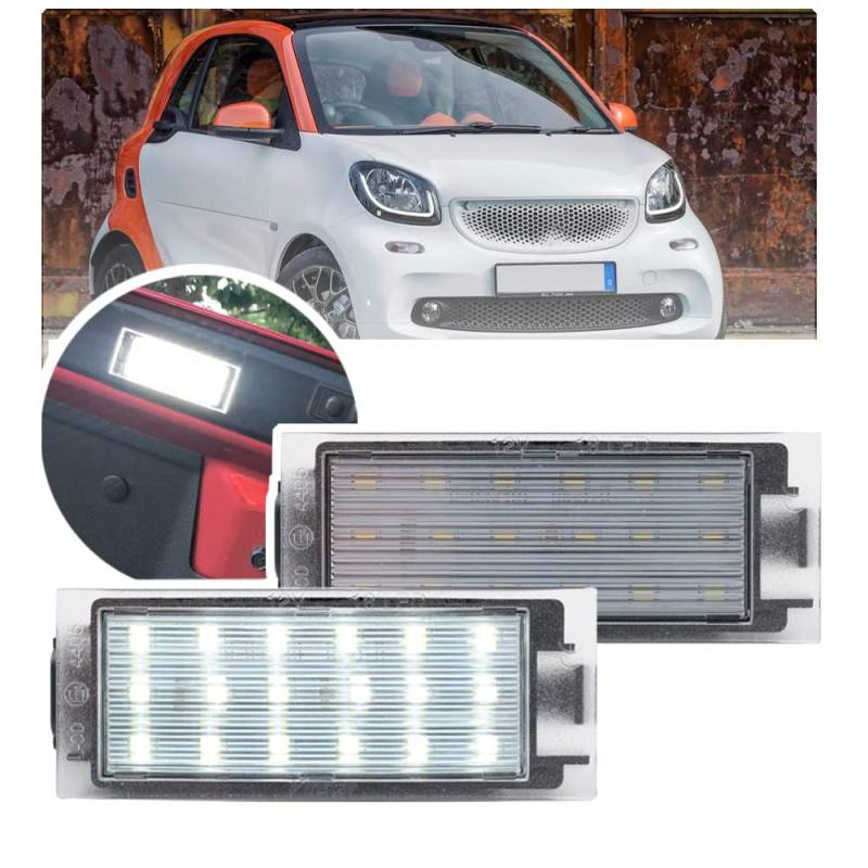 2 Stück Auto-LED-Kennzeichenbeleuchtung für Smart Fortwo Forfour 453 für B/enz Citan W415 led kennzeichenbeleuchtung smart 453, LED-Tag-Lampe OEM #4159062300 kennzeichen licht von NSLUMO