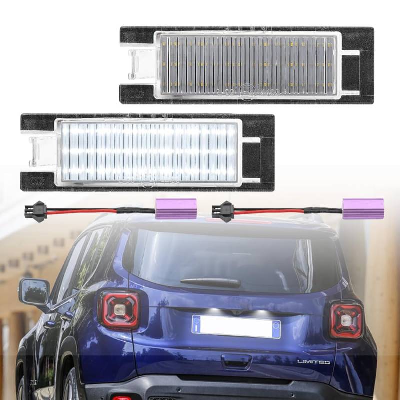 2 x LED-Kennzeichenbeleuchtung, kompatibel mit Je.ep Renegade Canbus 2015–2021, weiße LED-Tag-Lampen, OEM-Nr.: 68247166AA von NSLUMO