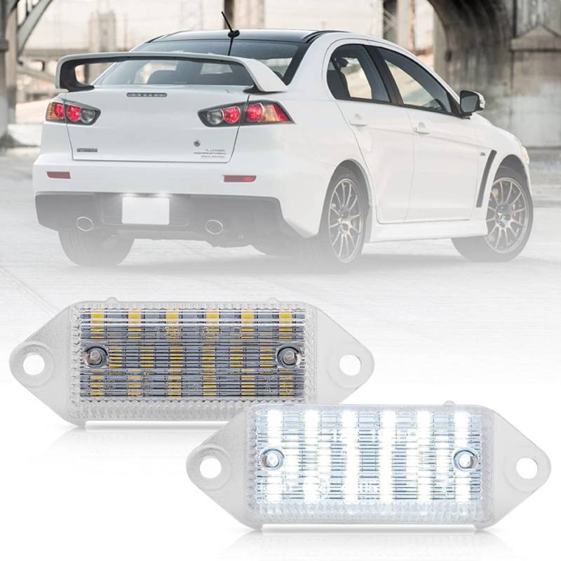 2 x LED-Kennzeichenbeleuchtung, kompatibel mit Mitsub.ishi 2003–2017 Lancer & 2007–2016 Evo Evolution X, LED-Rückleuchten von NSLUMO