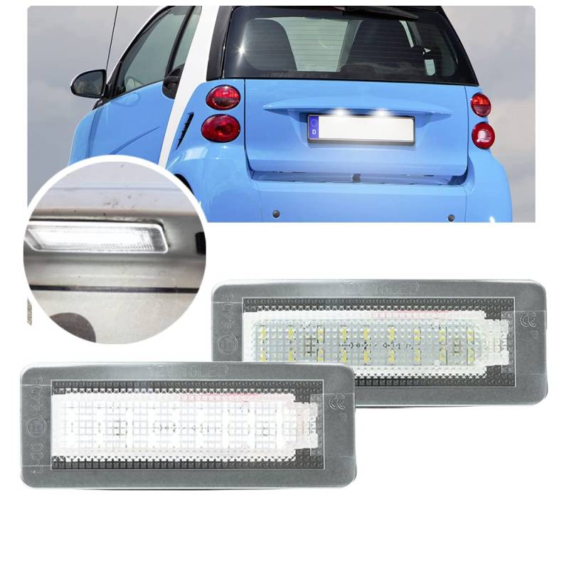 NSLUMO 2X Nummernschildbeleuchtung LED Nummernschildbeleuchtung Kompatibel mit Mercedes Smart Fortwo 451 2007-2014 Smart Fortwo 450 1998-2007 LED Nummernschildbeleuchtung Parkleuchte von NSLUMO