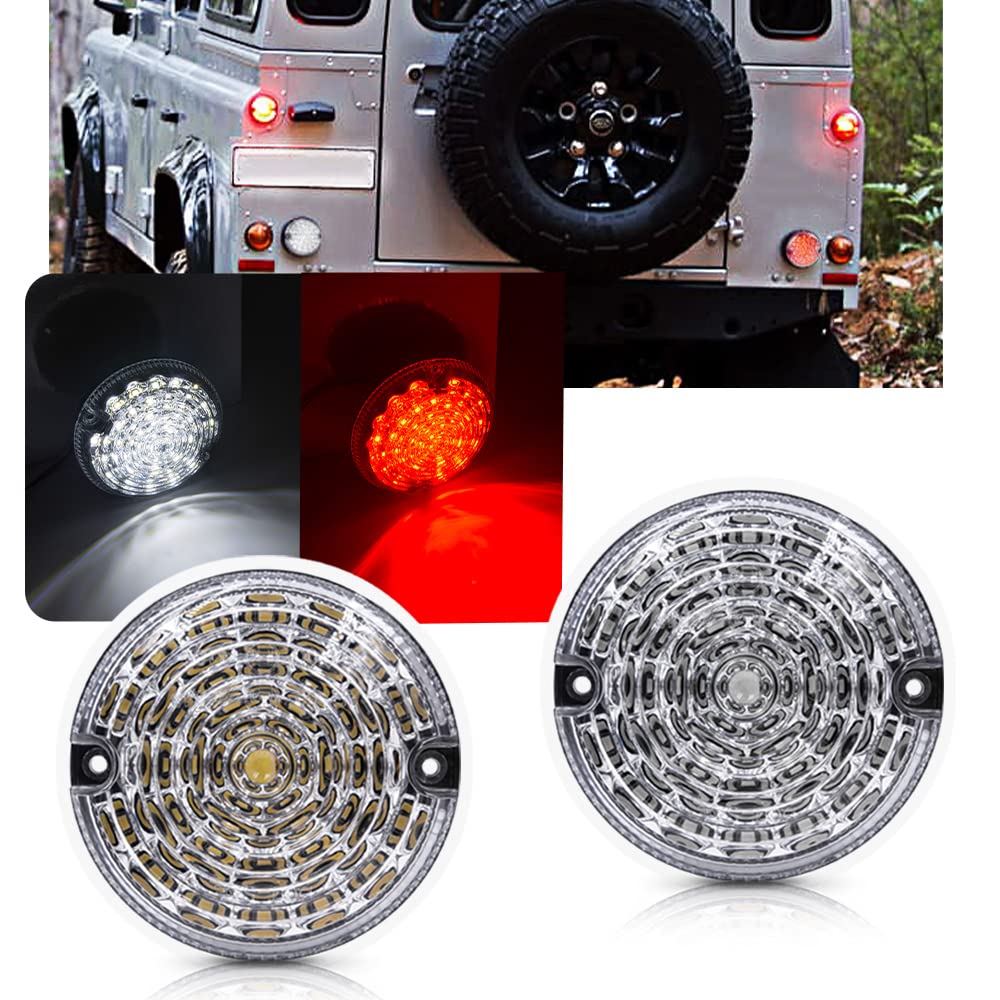 NSLUMO Aktualisierung Defender Runden LED Nebel & Rücklicht Für Defender Hinten Nebel Rückfahrscheinwerfer (95mm Klare Linse) von NSLUMO