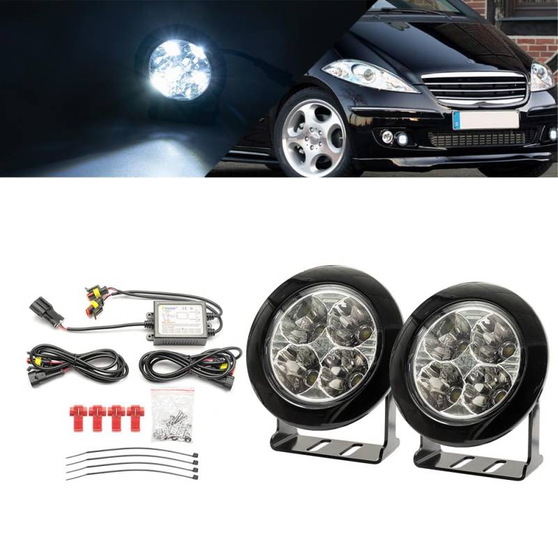 NSLUMO LED DRL Tagfahrlicht für Mercedes Ben.z A-Klasse W168 W169 1997–2012,Frontstoßstange Tageslichtreflektoren DLR-Lauflicht 2 LED-Standlicht mit klarer Linse von NSLUMO