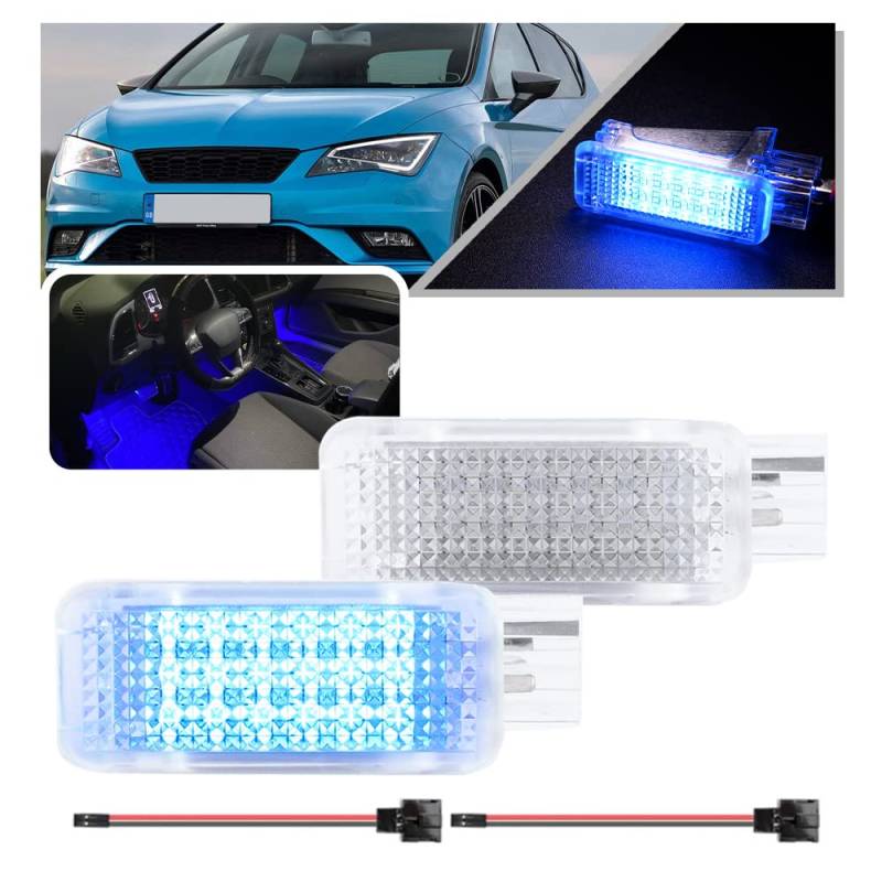 NSLUMO LED-Kofferraumbeleuchtung in Königsblau für Seat Leon MK3 5F 2012–2019 2 Stück LED-Modul Gepäckraumleuchten Fußraumbeleuchtung Ambientebeleuchtung von NSLUMO