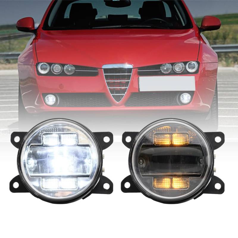 NSLUMO LED-Nebelscheinwerfer DRL Tagfahrlicht für Alfa Romeo Giulia Stelvio Frontstoßstange Nebelscheinwerfer Reflektoren Montage Blinker DLR-Lauflicht 2 Stück klare Linse von NSLUMO