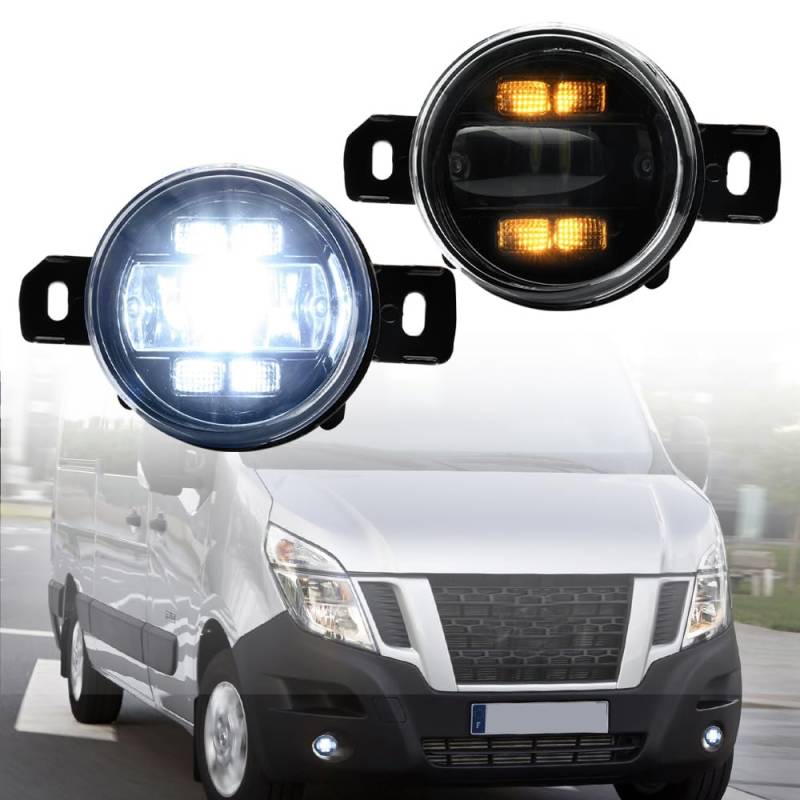 NSLUMO LED-Nebelscheinwerfer DRL Tagfahrlicht für Opel Movano B Re.nault Master III Nis.san NV400 2010-2019 Frontstoßstange Nebelscheinwerfer Reflektoren Blinker DLR-Lauflicht 2 Stück von NSLUMO